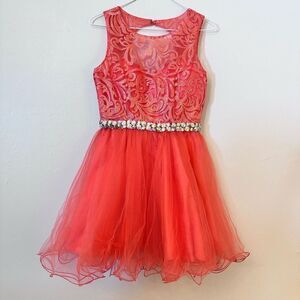 Narrianna Women's Open Back Sleeveless Laced Studded Pink Tutu Dress Size M Barb